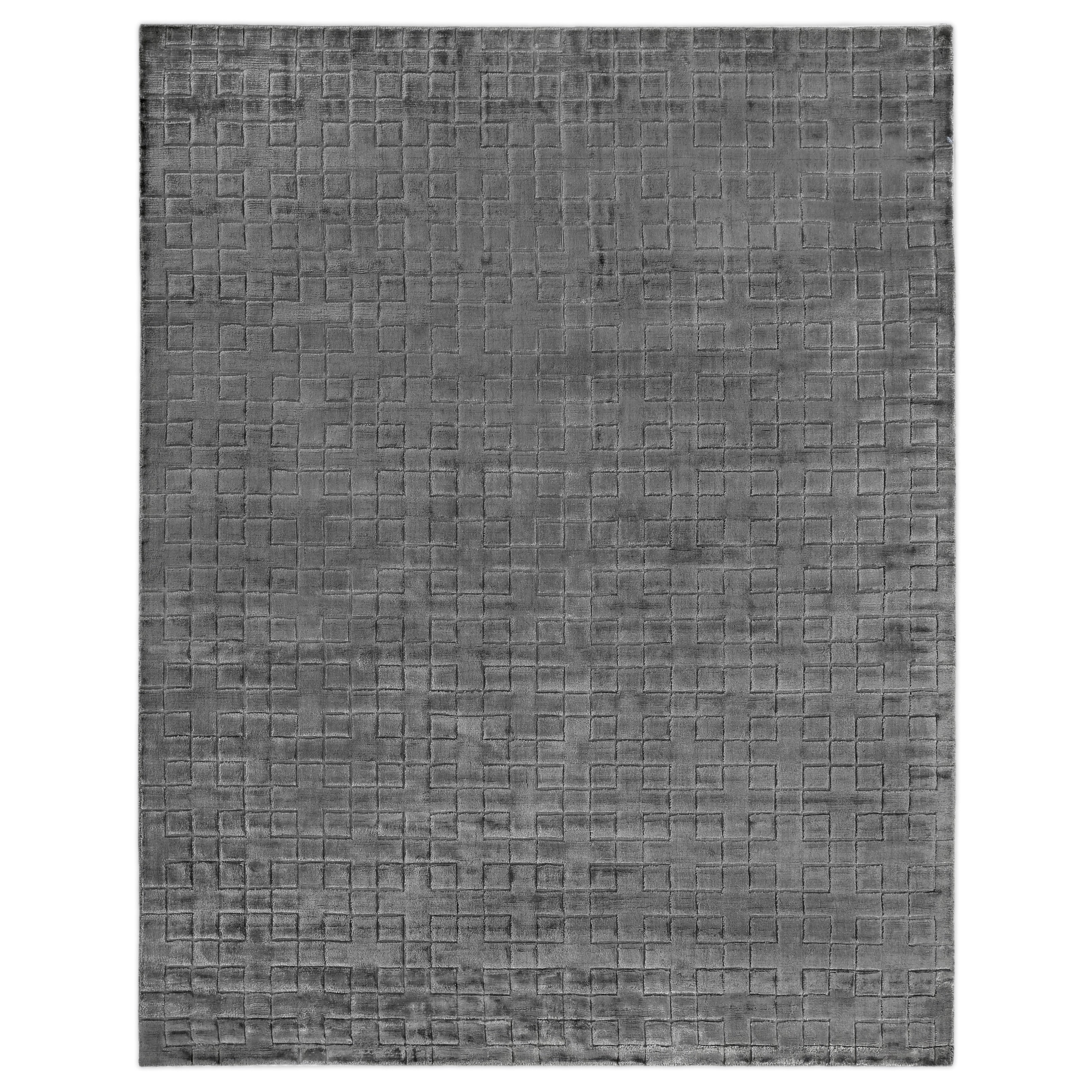 Smooch Geo Handloomed Bamboo Silk Dark Gray Area Rug 6 X 9