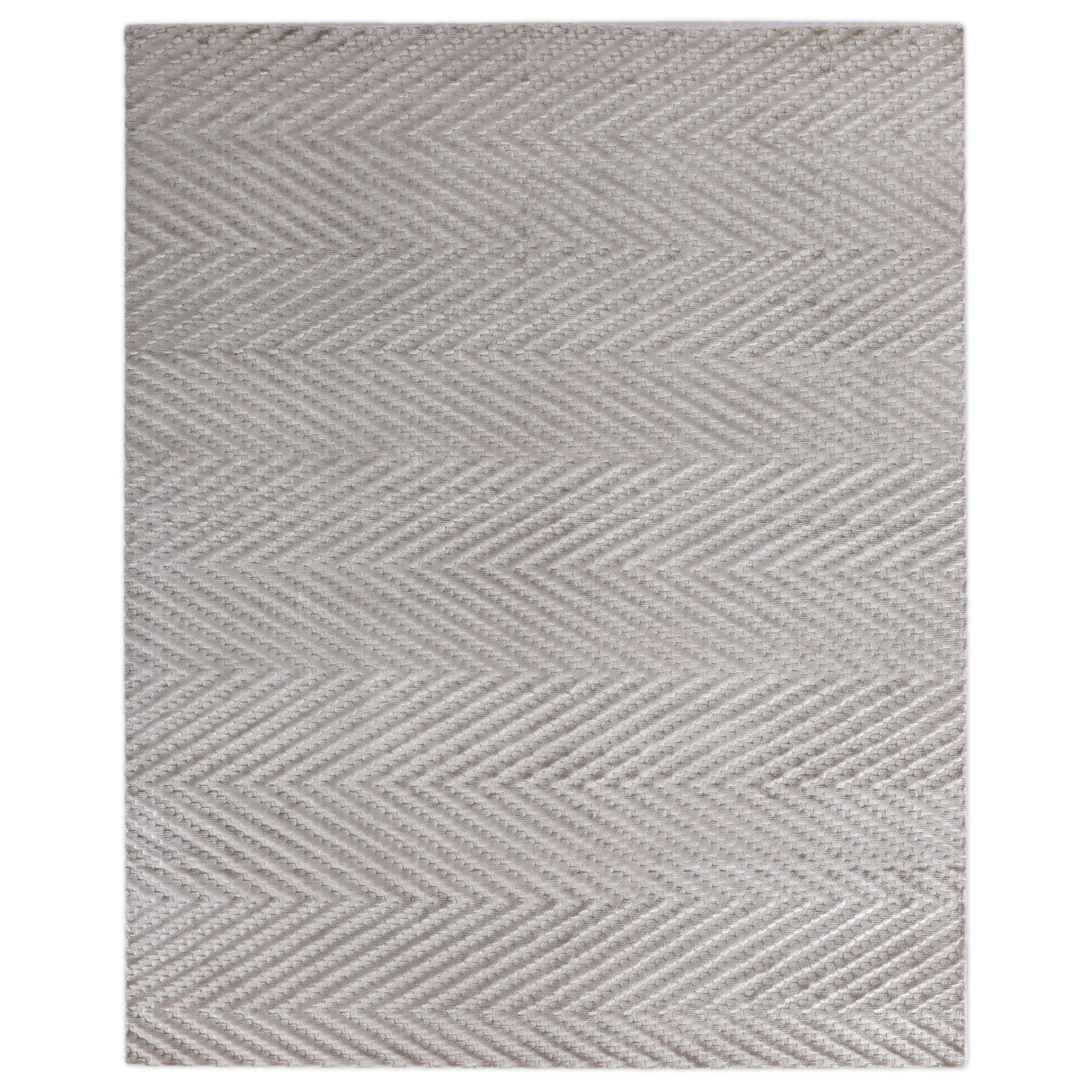 Smooch Geo Handloomed Bamboo Silk Ivory Area Rug 10 X 14