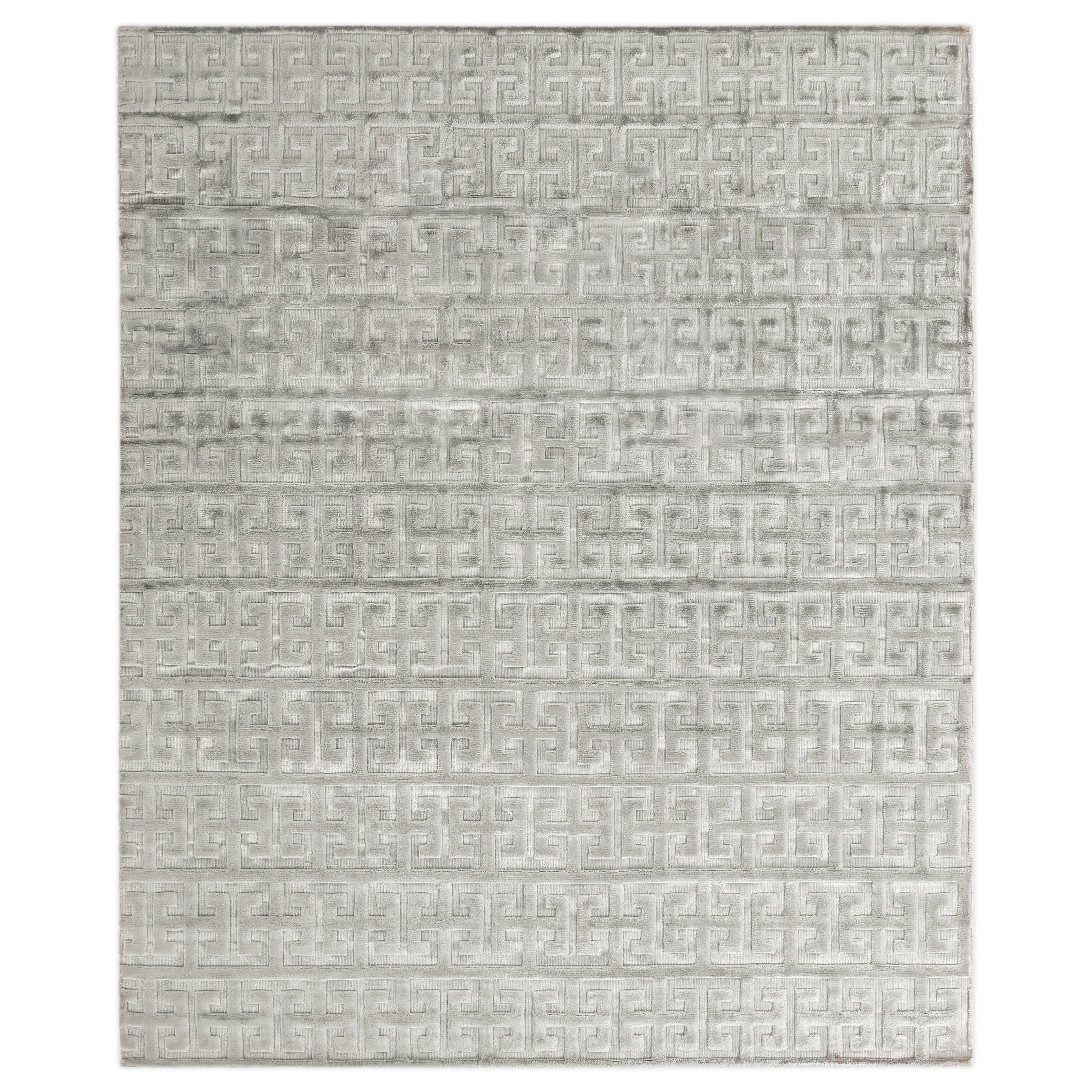 Smooch Geo Handloomed Bamboo Silk Silver Area Rug 6 X 9