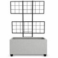 Smooth Rectangular Polystone Planter With Steel Trellis And Wheels