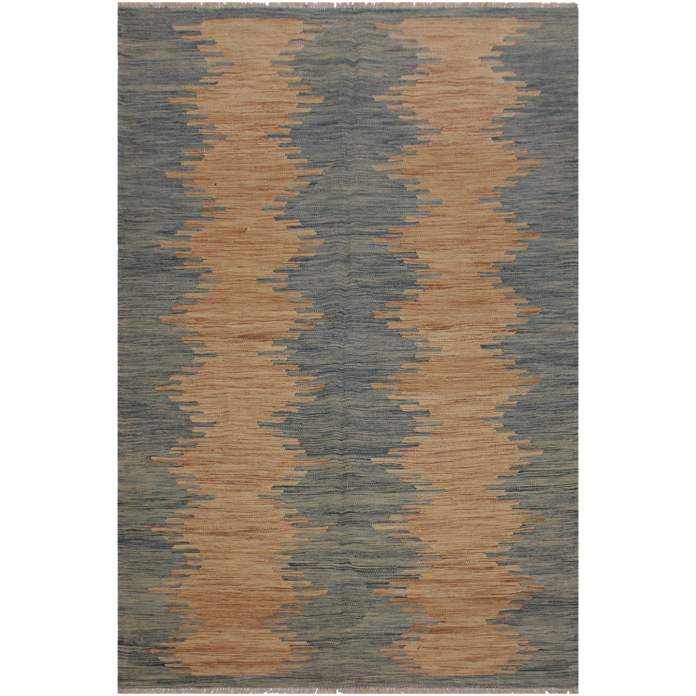 Snell Grey Blue Hand Woven Kilim Wool Rug 58 X 711 58 X 711