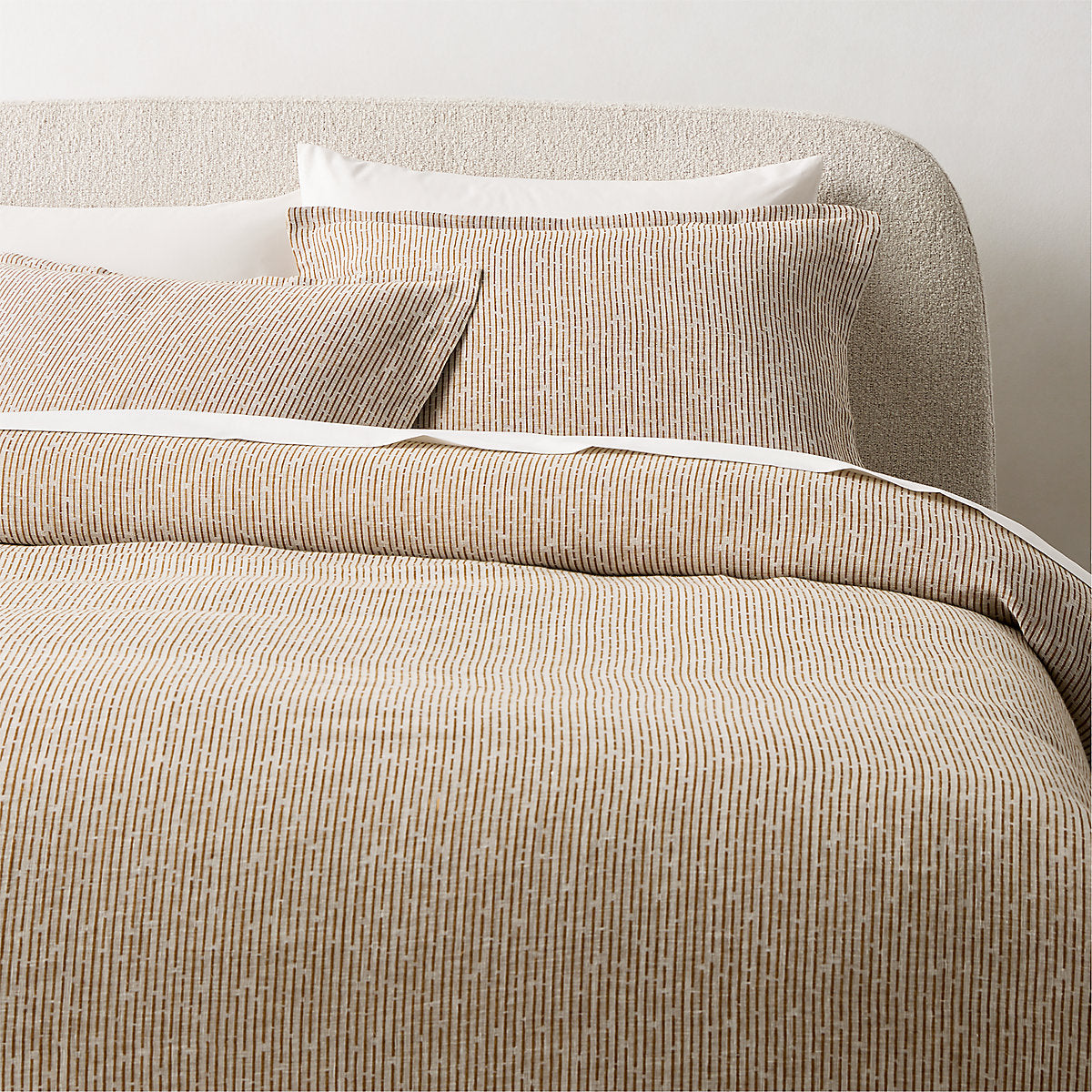 Sonnet Warm White and Smoked Amber EUROPEAN FLAX-Certified Linen and Cotton Standard Pillow Shams Set of 2