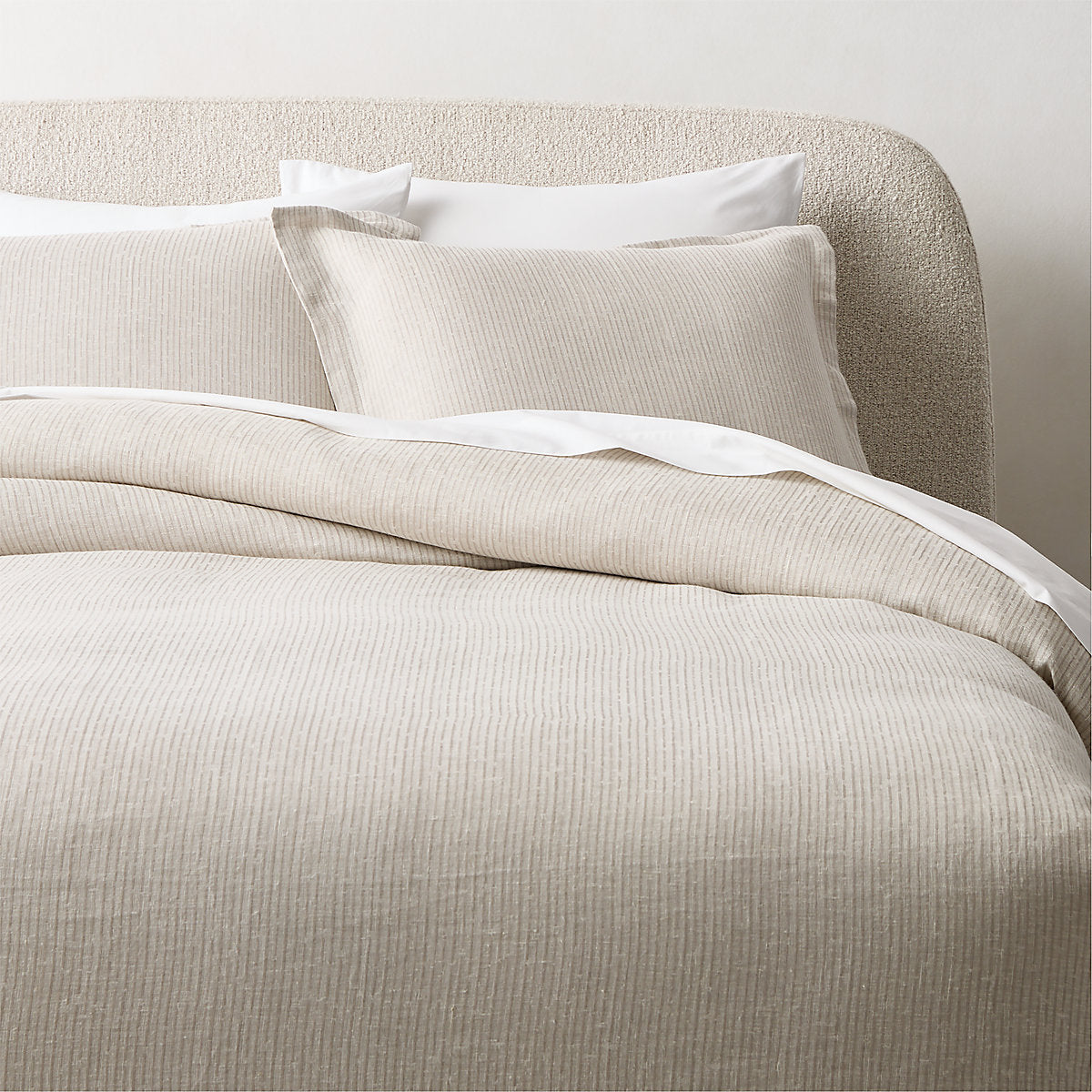 Sonnet Warm White and Cool Grey EUROPEAN FLAX-Certified Linen and Cotton King Pillow Shams Set of 2