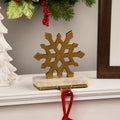 Snowflake Christmas Stocking Holder With Marble Base 7 Gold And White