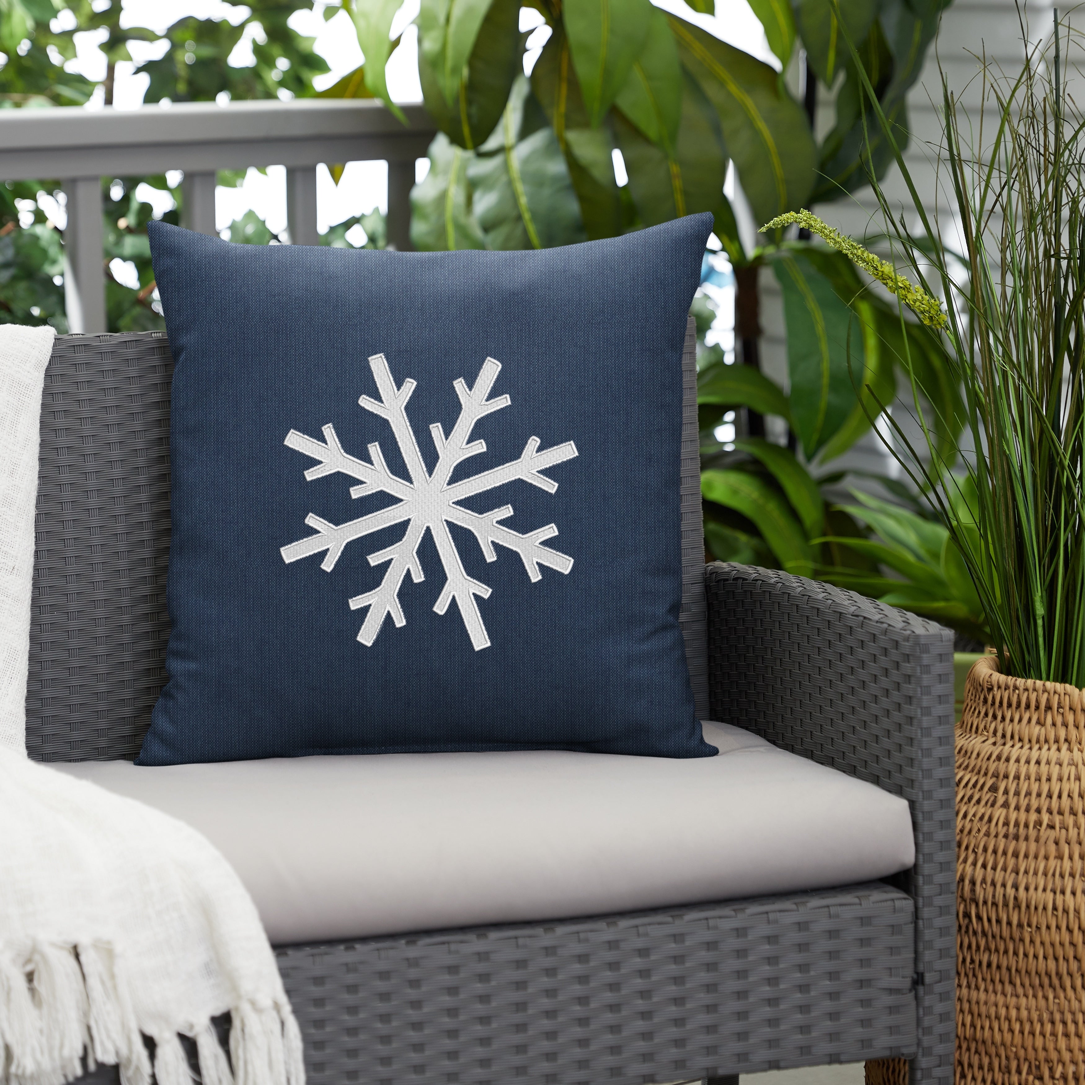 Snowflake Sunbrella Indoor Outdoor Pillow 18 In X 18 In