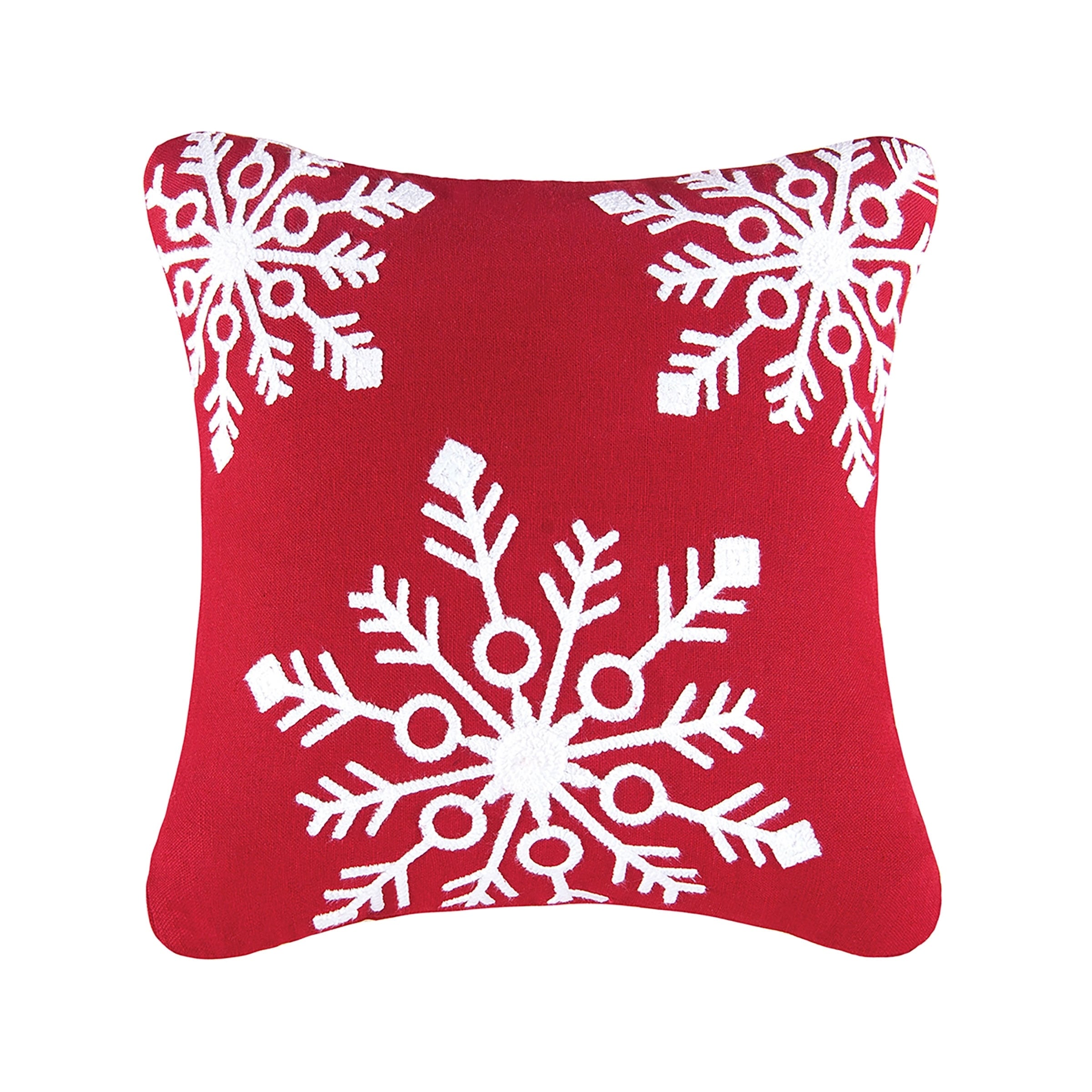 Snowflakes Red Rice Stitch 18 Inch Throw Pillow