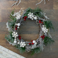 13 Snowflakes And Berries Winter Foliage Christmas Wreath Unlit