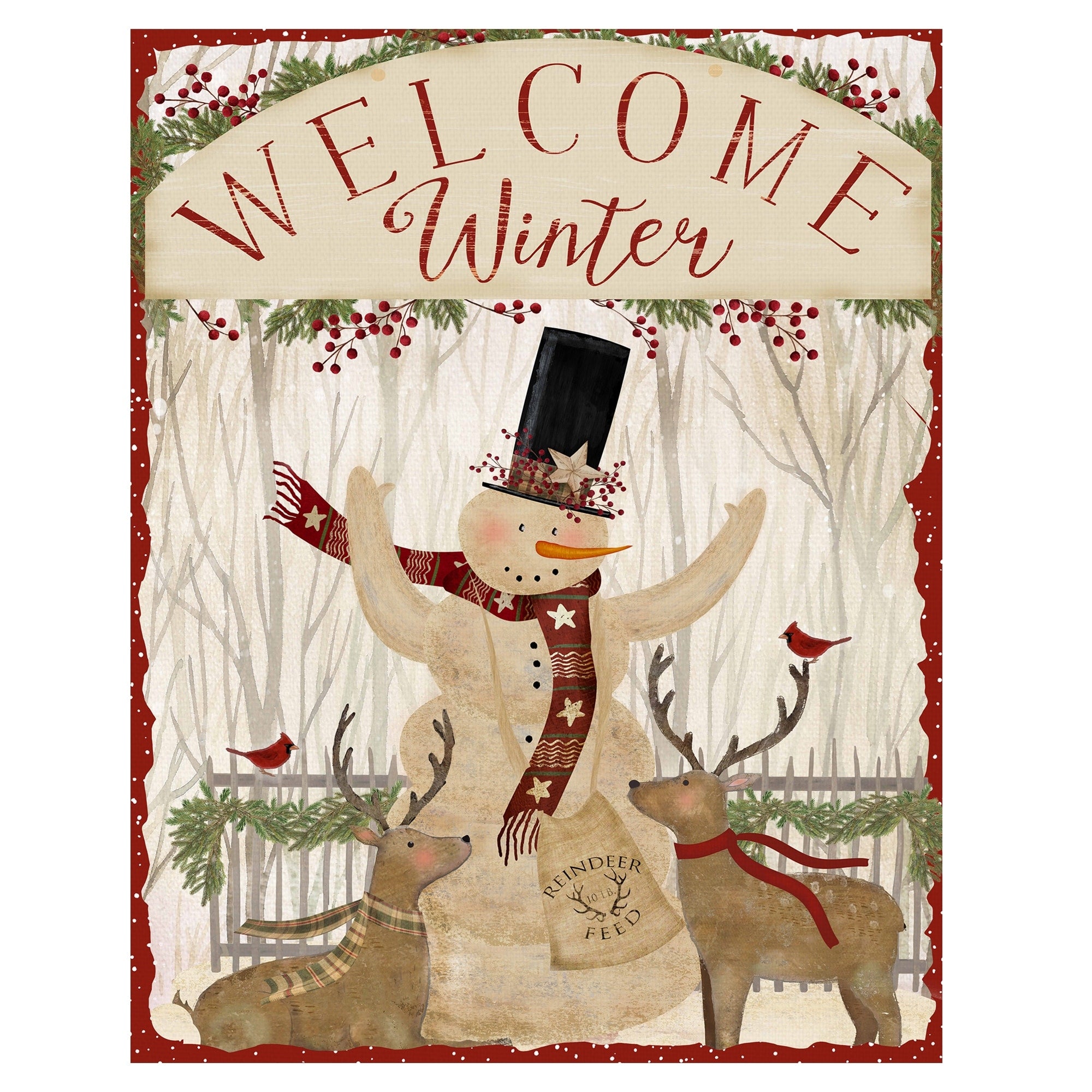 Snowman Welcome By Beth Albert Canvas