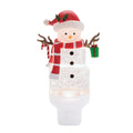 Snowman With Present Snow Globe Night Light 7 H