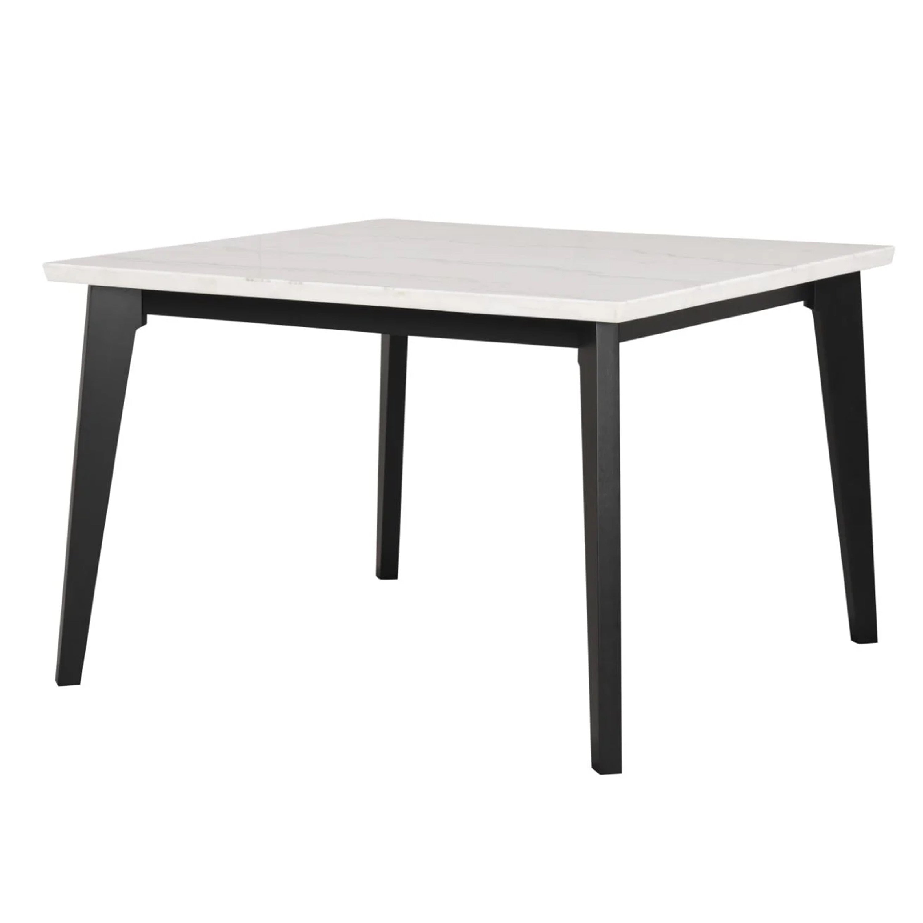 Soa Counter Height Table 54 Inch Square White Marble Top Black Legs