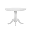 Soa Dining Table Round Top Turned Pedestal Base White Wood 39 Inch