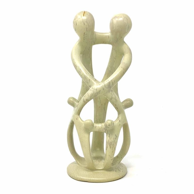 Soapstone Loving Family Embrace Parent And Child Statue