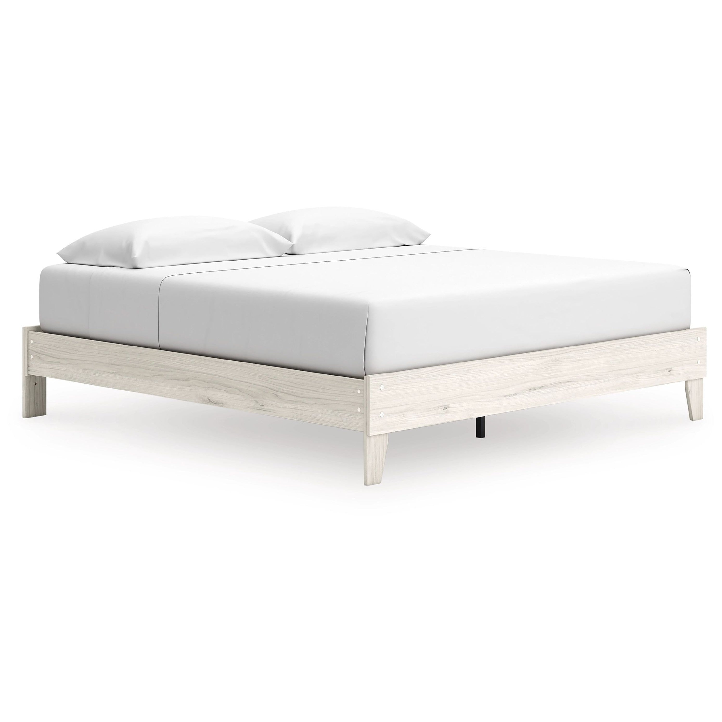 Soca King Size Platform Bed Whitewashed Oak Grain Low Profile Plywood Base