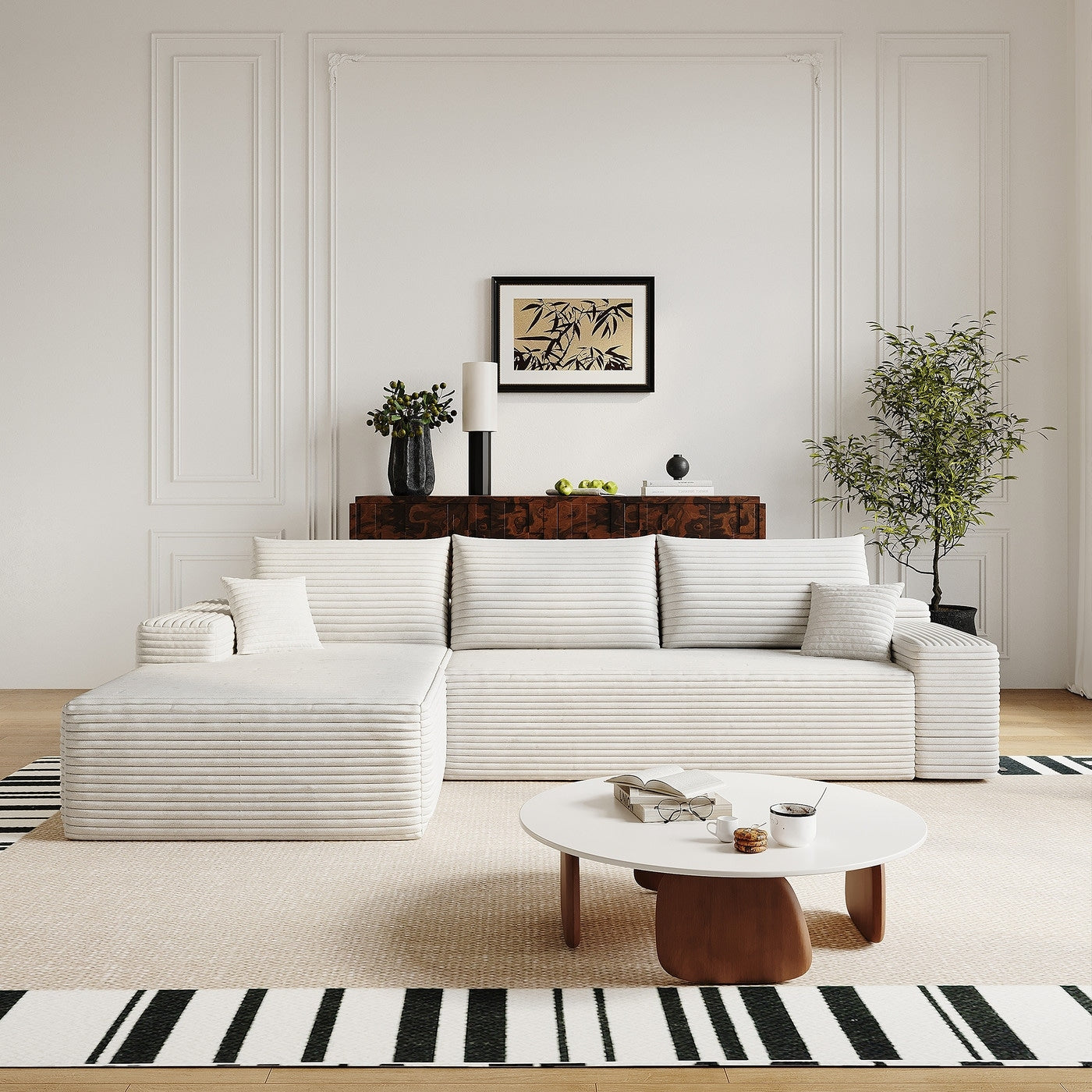 Sofa 107 In Casual White 3 Seater Left Reclining Sectional 8 X 10
