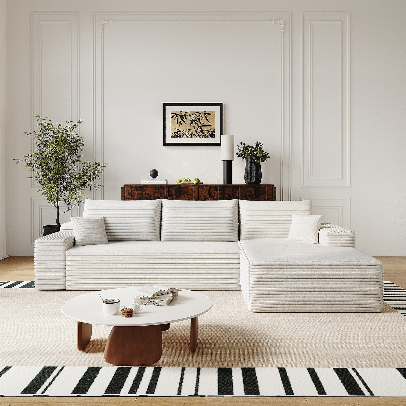 Sofa 107 In Casual White 3 Seater Right Reclining Sectional 8 X 10