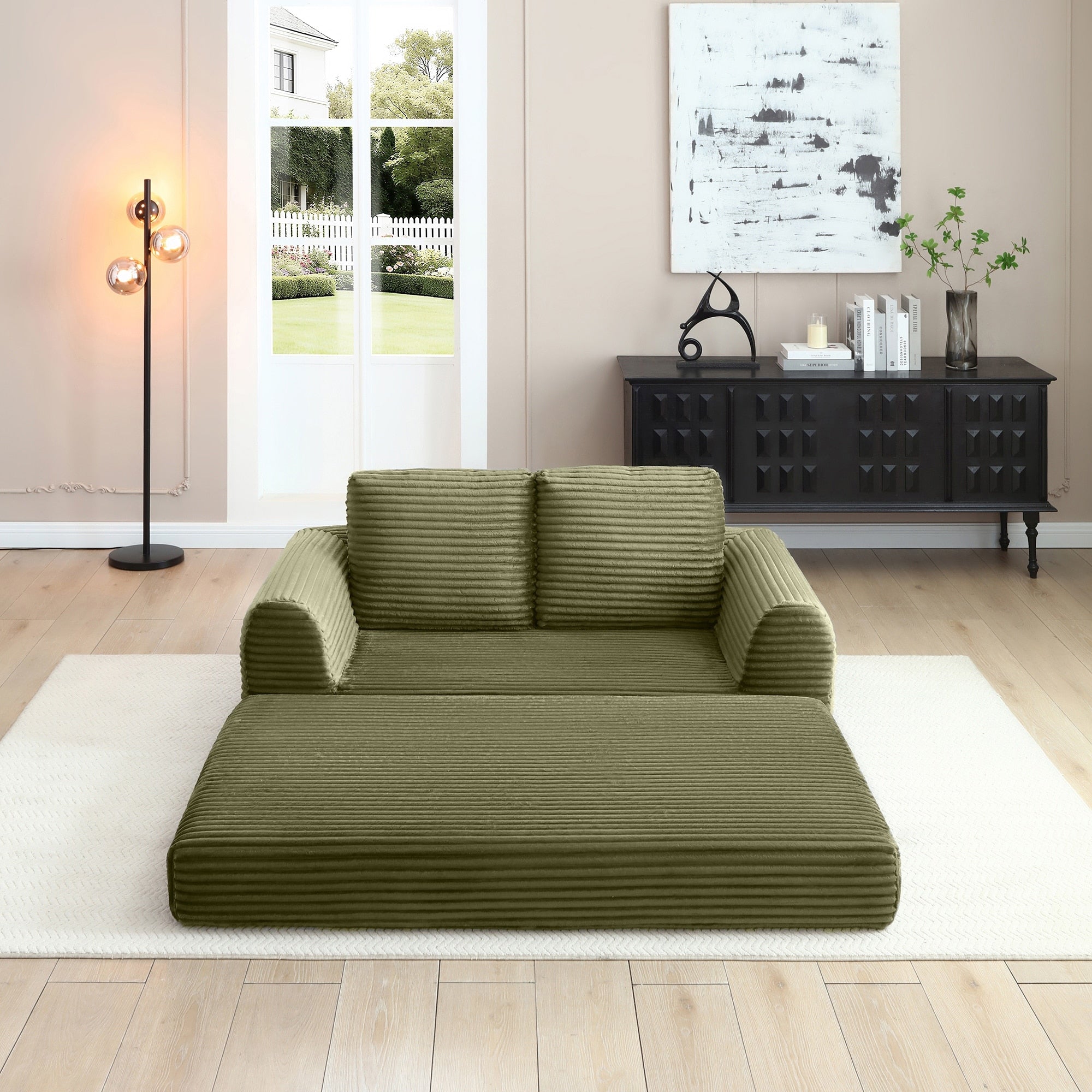 Sofa Bed Sleeper Sofa With 2 Pillows Upholstered Sofa Couch Green Loveseat 2 Seater Sofa Couch With Armrests