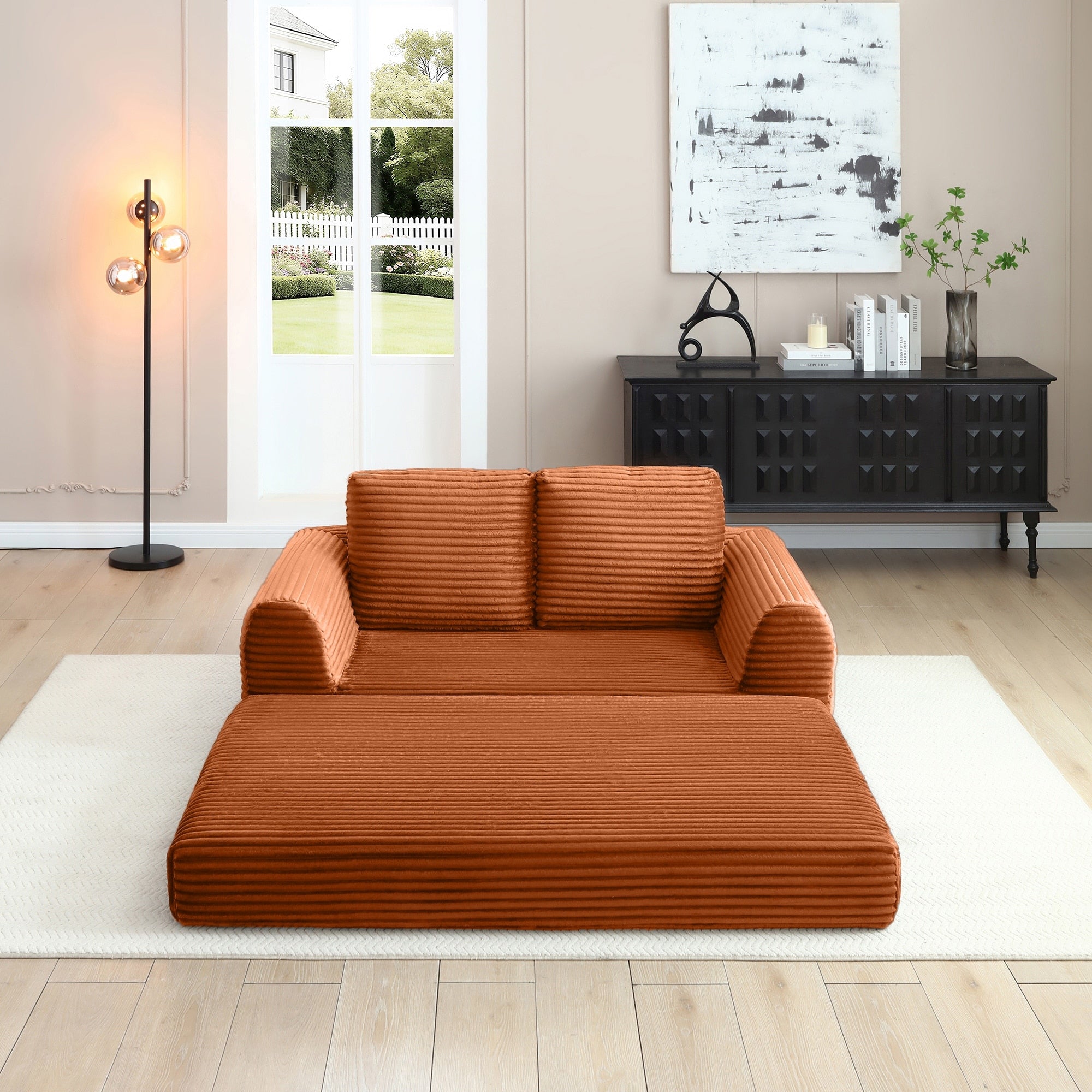 Sofa Bed Sleeper Sofa With 2 Pillows Upholstered Sofa Couch Loveseat Orange 2 Seater Sofa Couch With Armrests