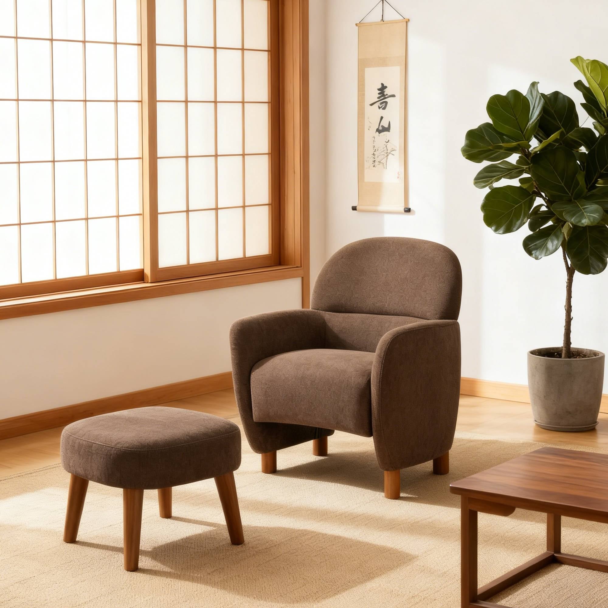 Sofa Chair Leisure Chair With Removable Ottoman Brown Side Chair Club Chair Upholstered Chair Office Chair