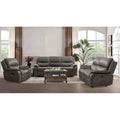 Sofa Chair Loveseat Recliner Set Manual Gray Finish Pillow Top Arms