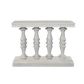 Sofa Console Table 42 Inch Top Sandlasted Washed White Mango Wood Turned Pillar Legs