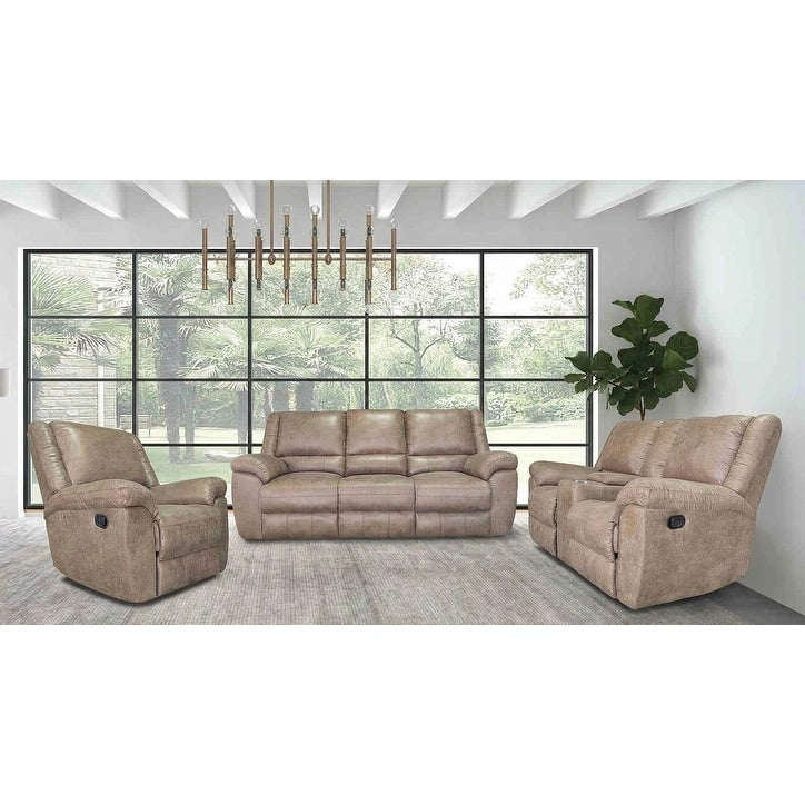 Sofa Loveseat Chair Brown Manual Recliner Set Storage Console