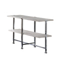 Sofa Table With X Shaped Metal Base And 2 Storage Shelves Silver And Beige