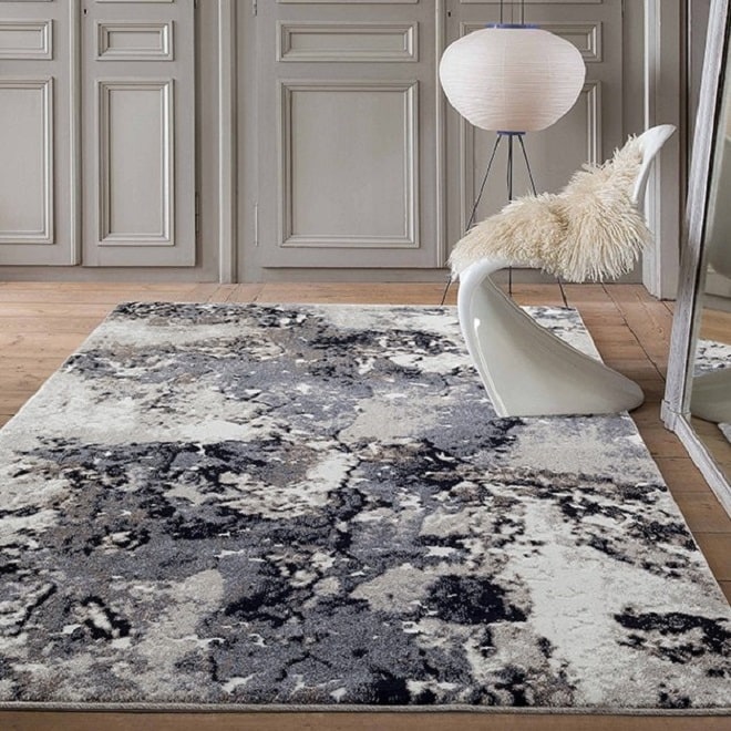 Porch Den Wisteria Grey Turquoise Polypropylene Area Rug