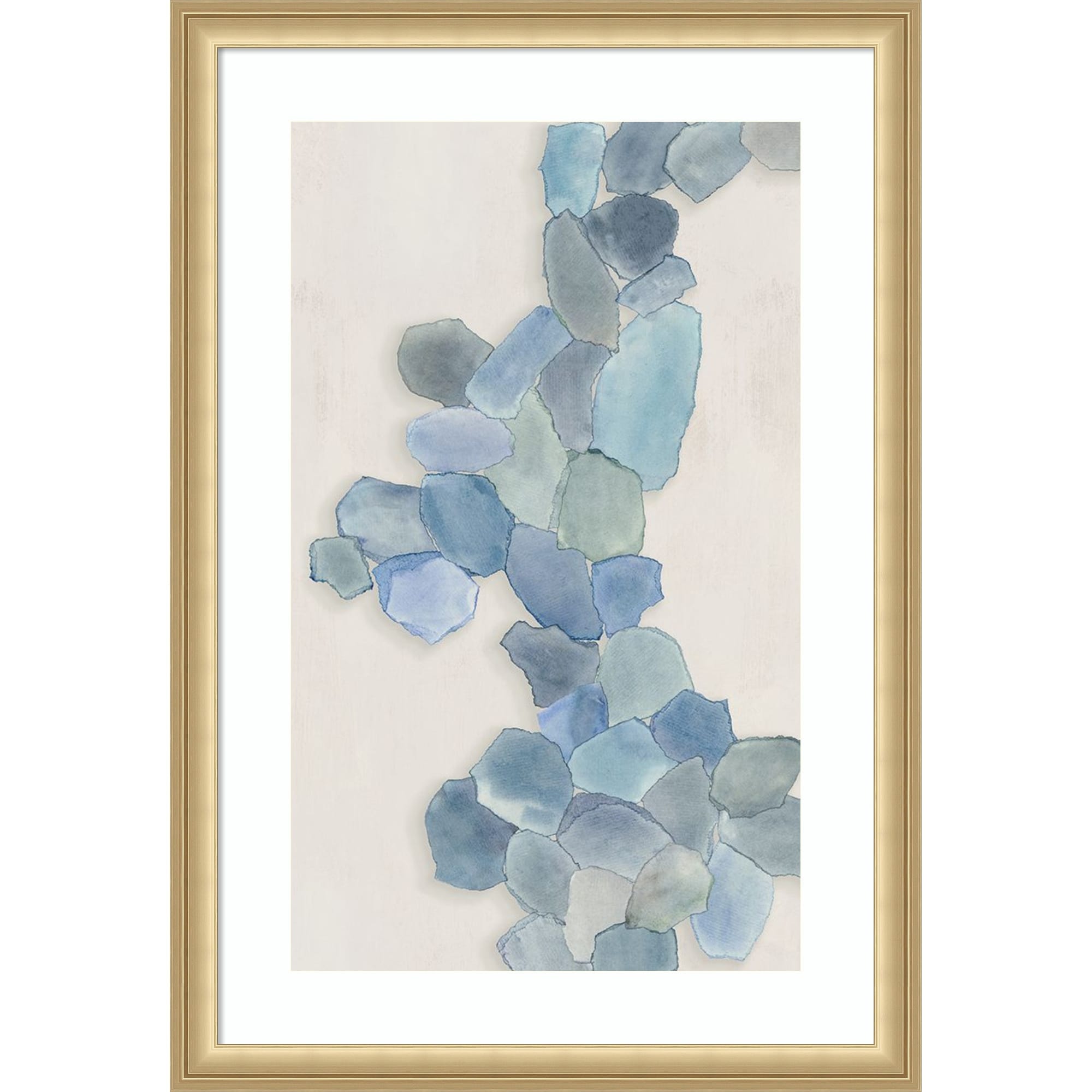Soft Blue Mosaic Cascade By Hannah Dawson Wood Framed Wall Art Print
