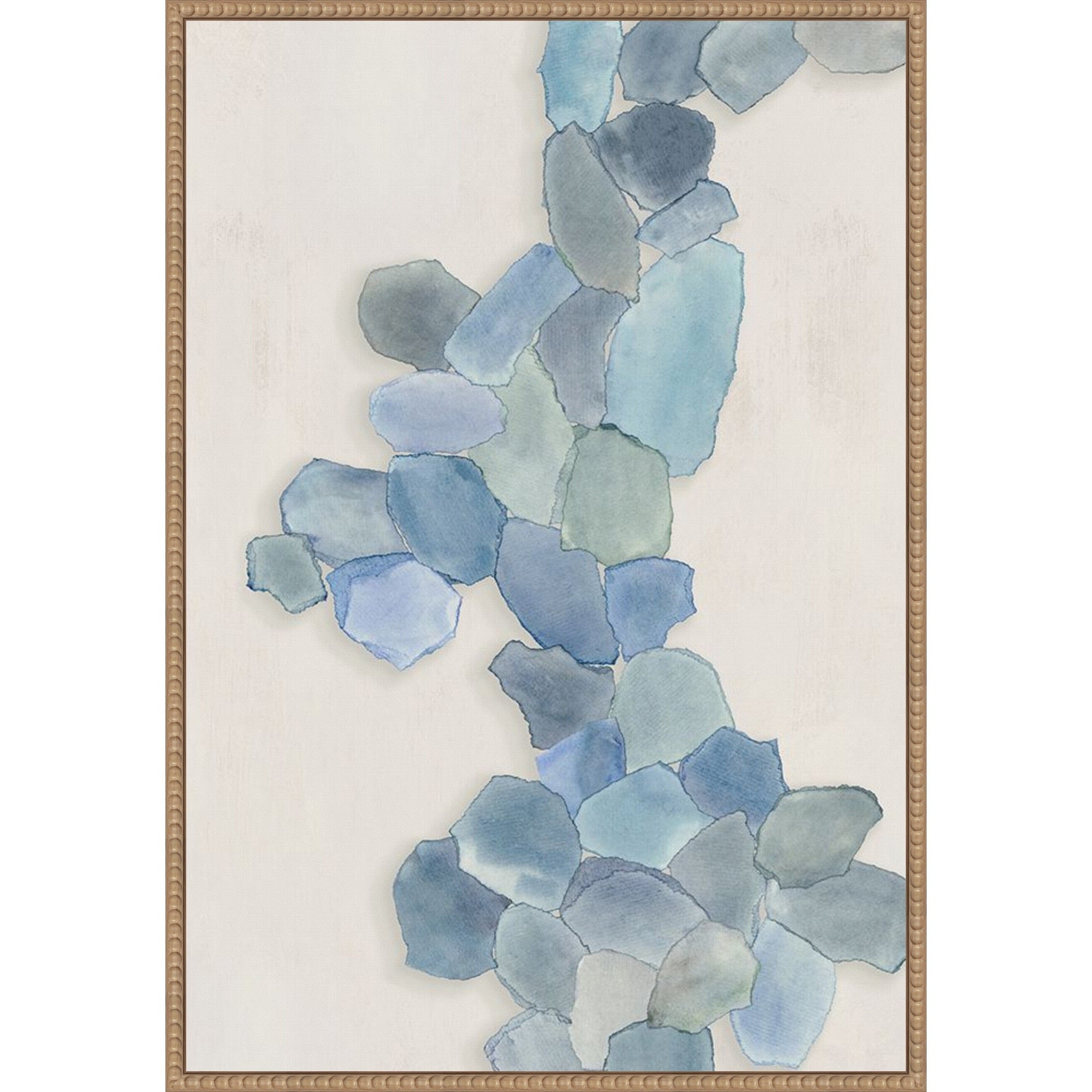 Soft Blue Mosaic Cascade By Hannah Dawson 23 X 33 In. Framed Canvas Wall Art Print