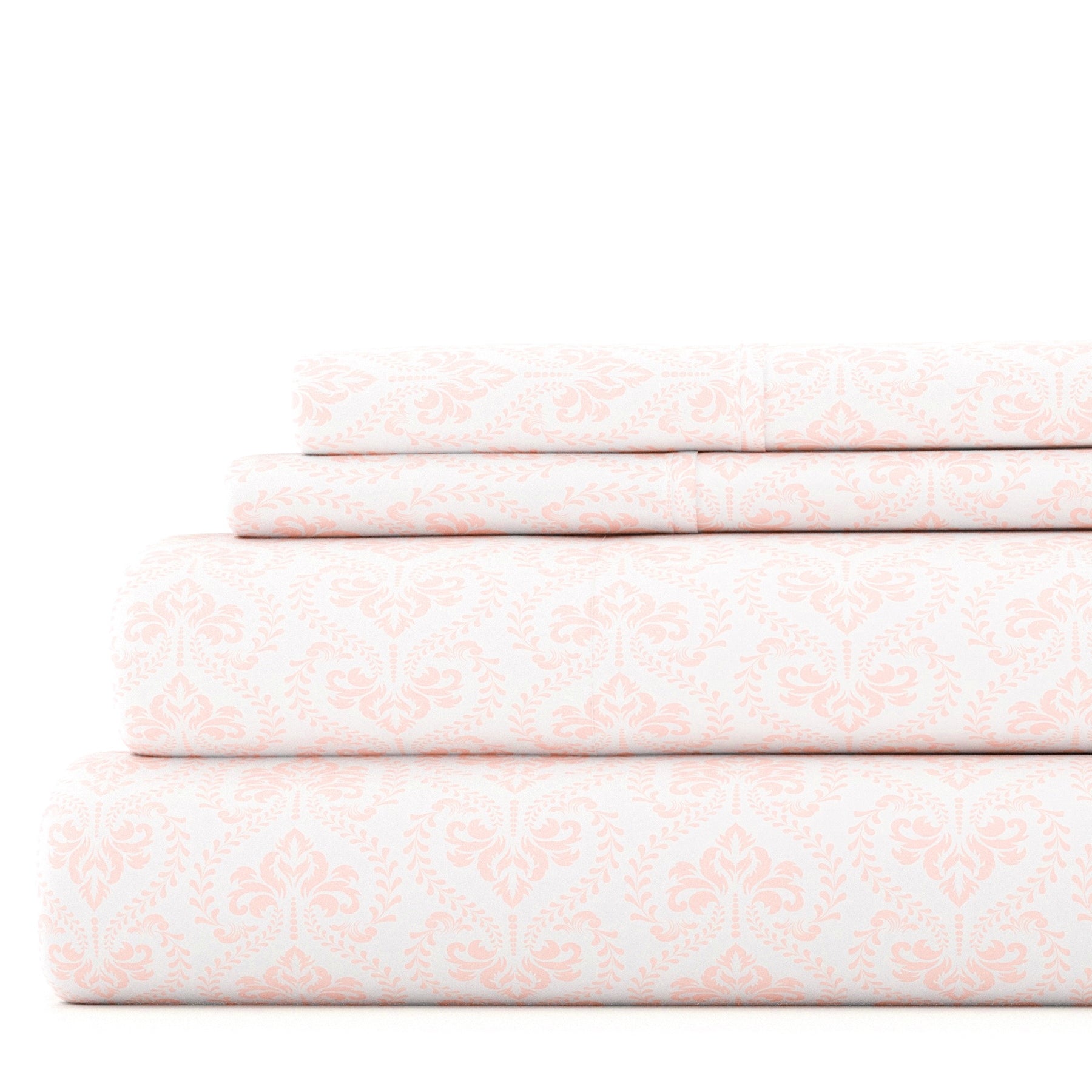 Merit Linens Premium Ultra Soft Classic In Pink Pattern 4 Piece Bed Sheet Set
