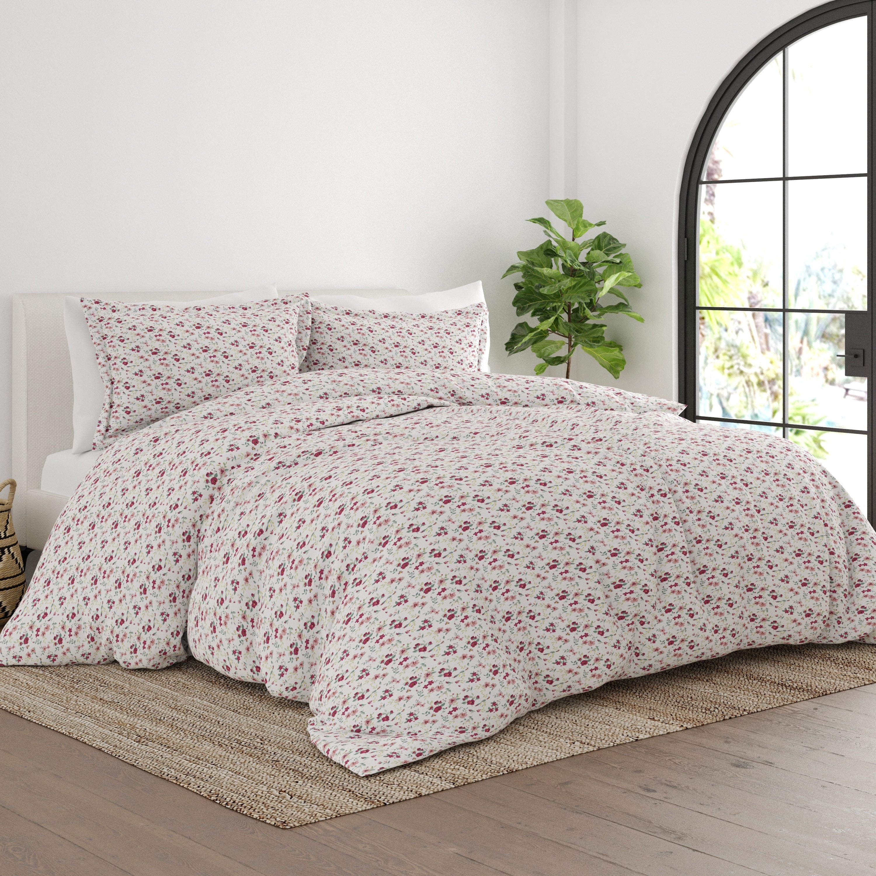 Merit Linens Premium Ultra Soft 3 Piece Blossoms Print Duvet Cover Set