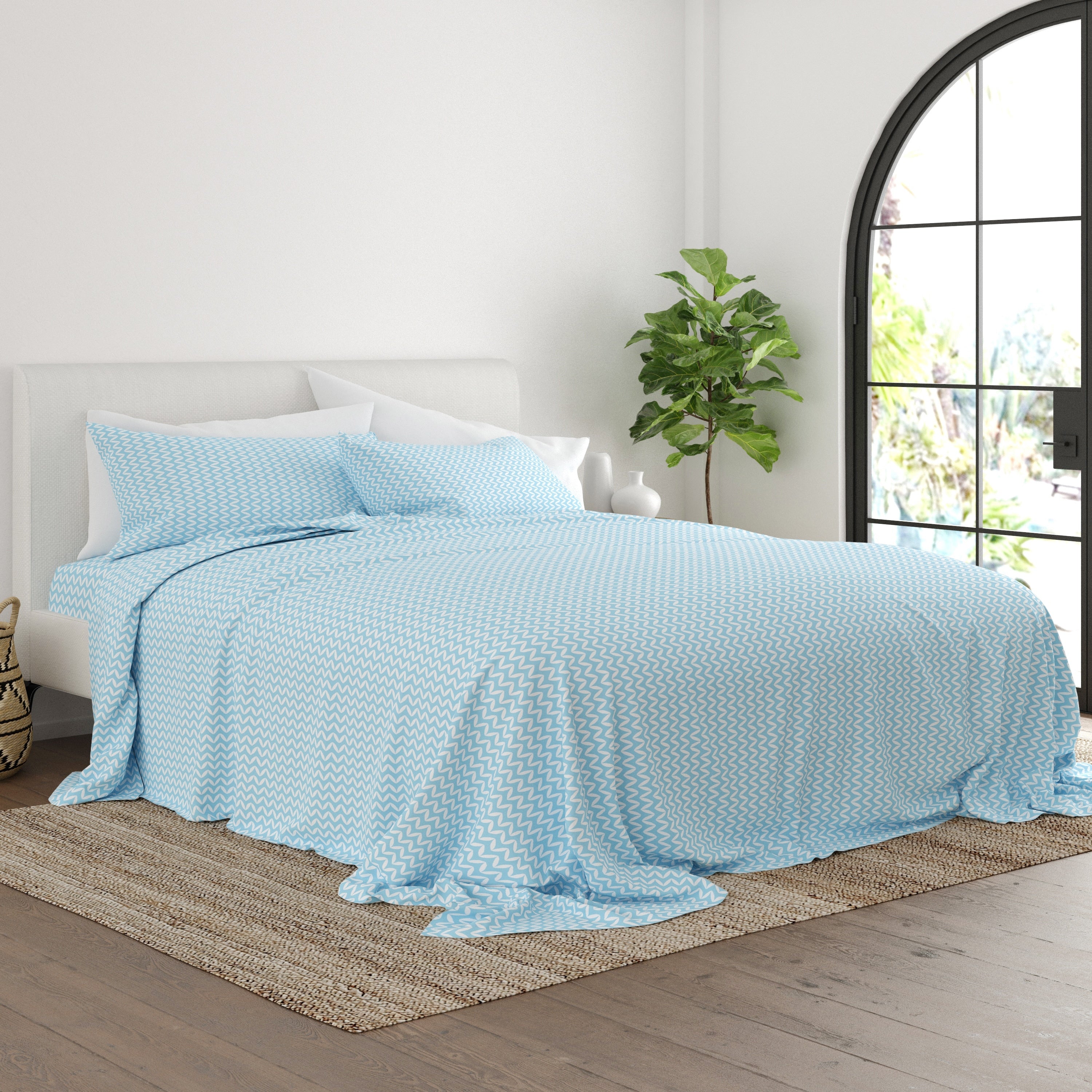 Merit Linens Puffed Chevron Pattern 4 Piece Bed Sheet Set
