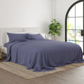 Merit Linens Premium Ultra Soft Scallops Pattern 4 Piece Bed Sheet Set