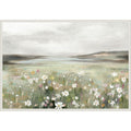 Soft Meadow Under Cloudy Sky By Hannah Dawson Framed Canvas Wall Art Print