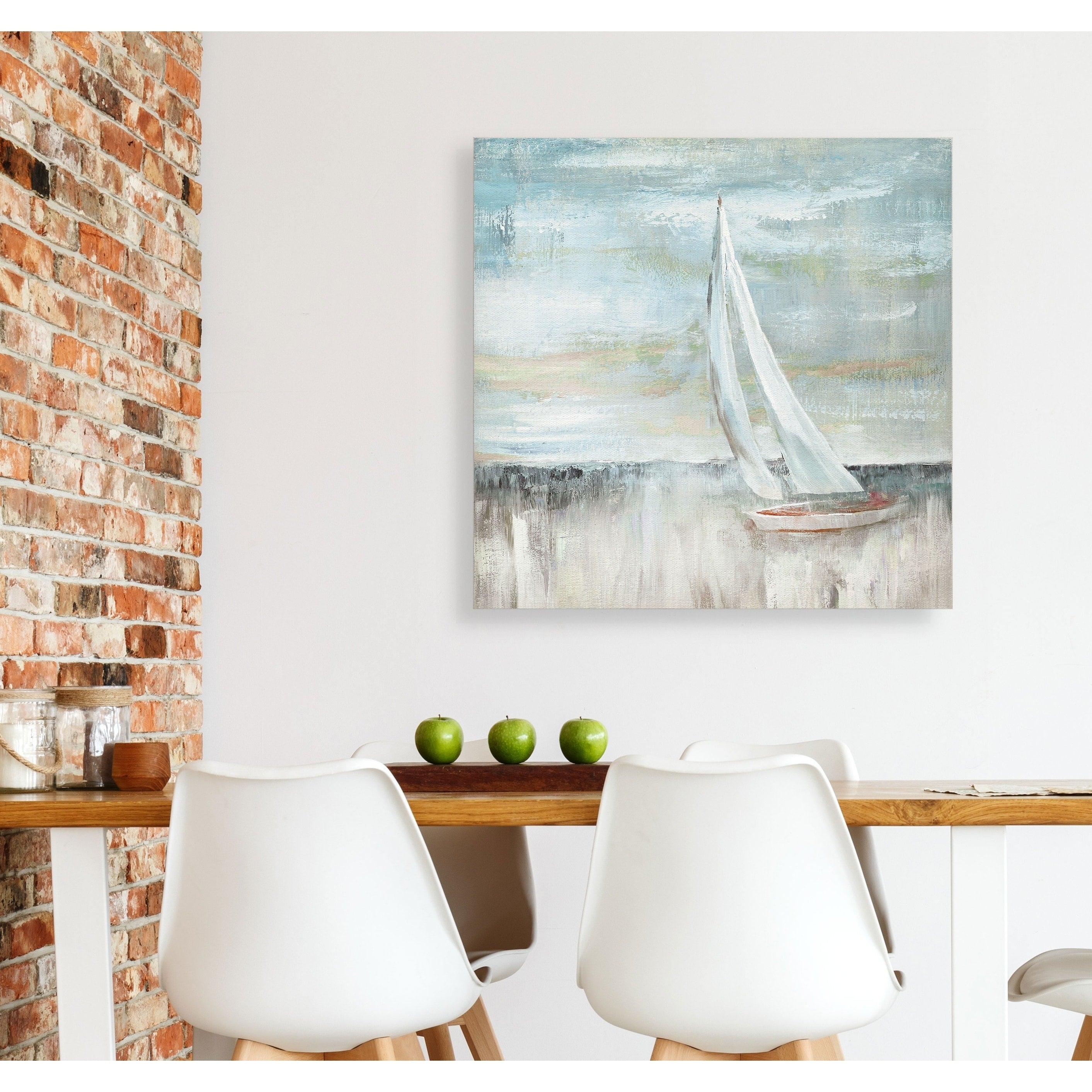 Soft Sail Ii Gallery Wrapped Canvas Yellow Blue Green Red Black White