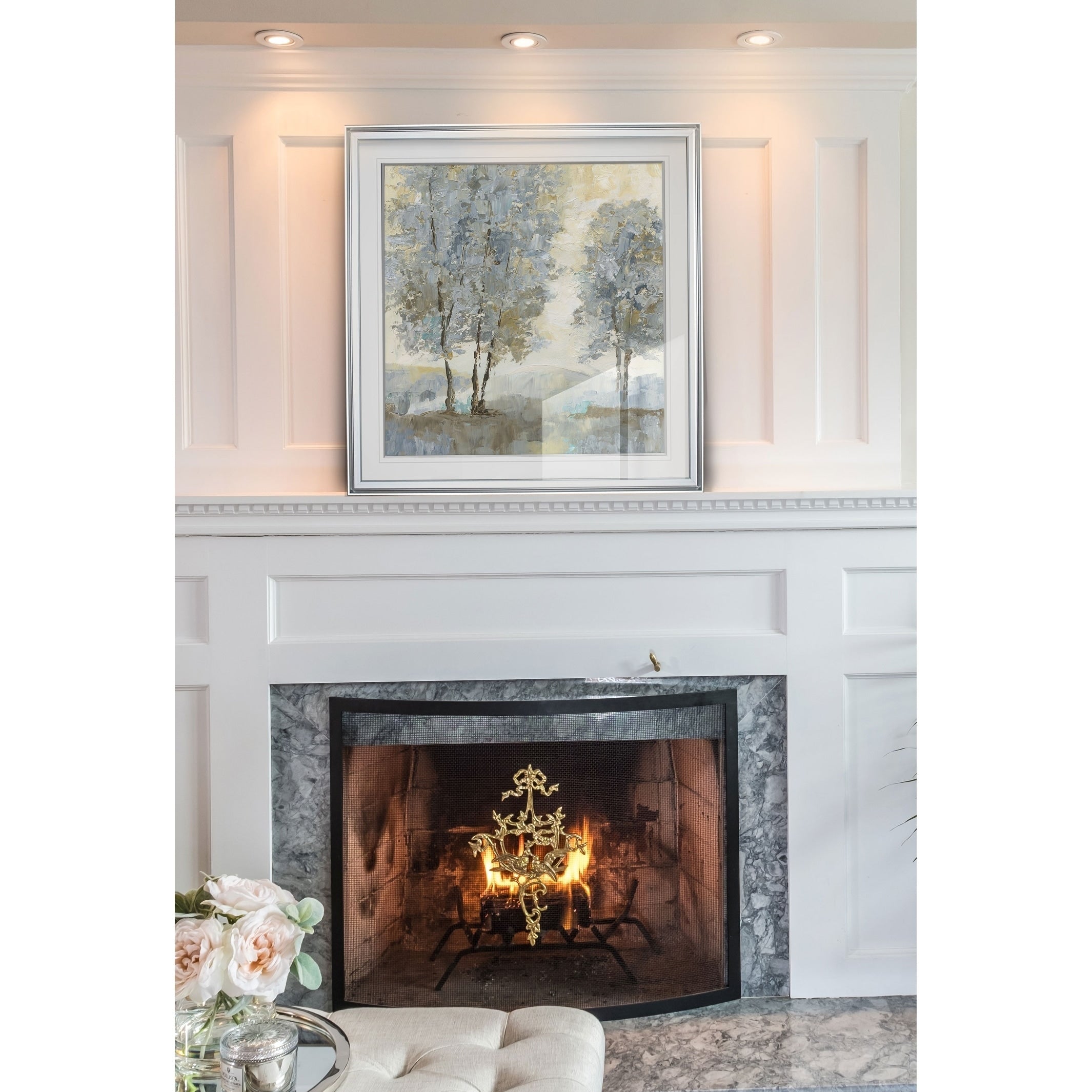 Soft Sentinel Ii Custom Framed Print Blue White Grey Yellow Green Silver Gold