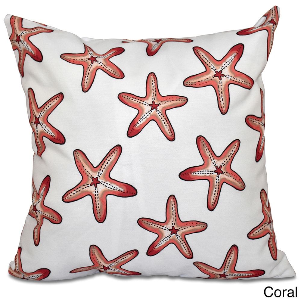 Soft Starfish White Geometric Print 18 Inch Throw Pillow