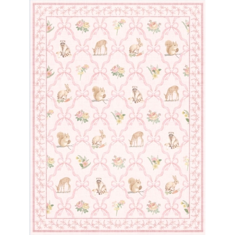 Soft Washable Boho Floral Area Rug Non Slip Low Pile Carpet For Indoor