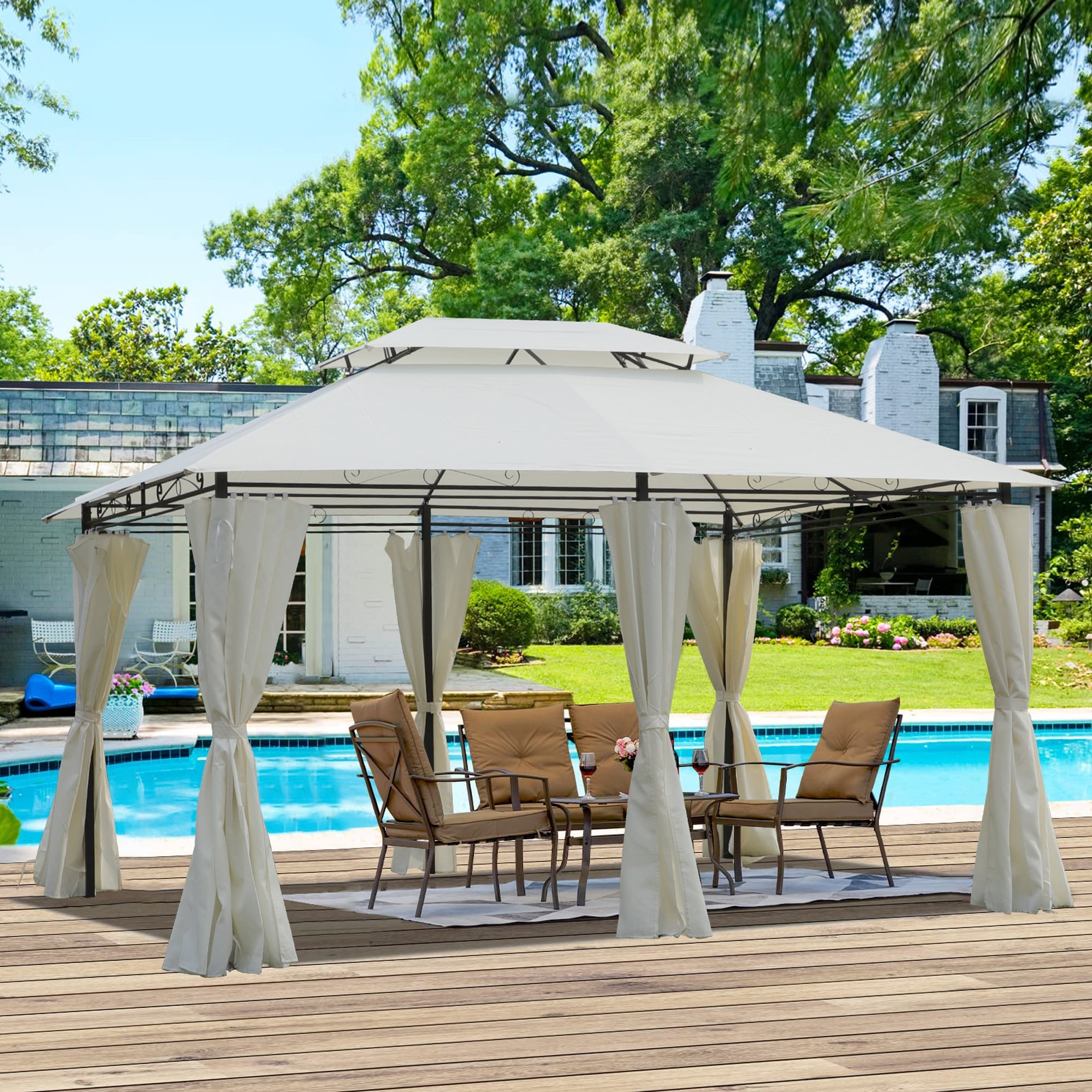 Sofucor 13X10 Ft Gazebo Canopy Tent With Ventilated Double Roof And Sidewall Detachable Curtain Included On All Sides