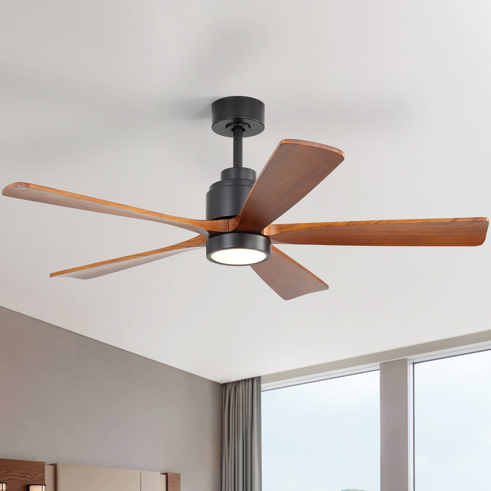 Sofucor 52 Inch Ceiling Fan With Light 6 Speed Quiet Remote Control Dimmable Led For Living Room Bedroom And Other Indoor