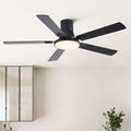 Sofucor 52 Inch Low Profile Flush Mount 5 Blades Ceiling Fan With Dimmable Light And Remote Control 52 Inches