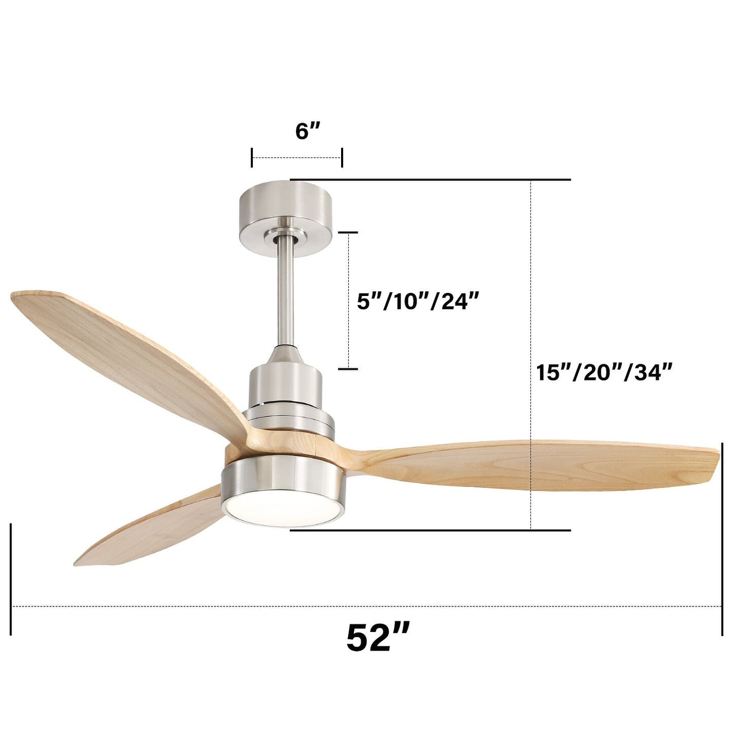 Sofucor 52 Inch Solid Wood Ceiling Fan With Led Light Remote Control Included Reversible Quiet And Powerful