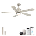 Sofucor 52 Inch Solid Wood Flush Mount Ceiling Fan With Lights And Remote Compatible With Alexa Google App Quiet Dc Motor