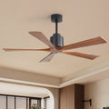 Sofucor 52Inch Solid Wood Ceiling Fans With Remote Without Light 5 Blades Dc Motor Mid Century Modern 52 Inches