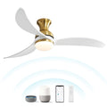 Sofucor 52Inch Smart Controlled Flush Mount Ceiling Fan With Streamlined Curved Blades Remote Control And Dimmable Led Light