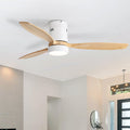Sofucor 52Inch Solid Wood Ceiling Fan With Lights And Remote Flush Mount Quiet Reversible Dc Motor Smart Control Optional