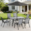 Sofucor 8 Pieces Patio Outdoor Dining Table And Chairs Set With Umbrella Furniture Set