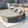 Sofucor Outdoor Sun Bed Patio 2 Person Daybed With Cushions And Pillows Chaise Lounge With Adjustable Backrests And Cup Trays