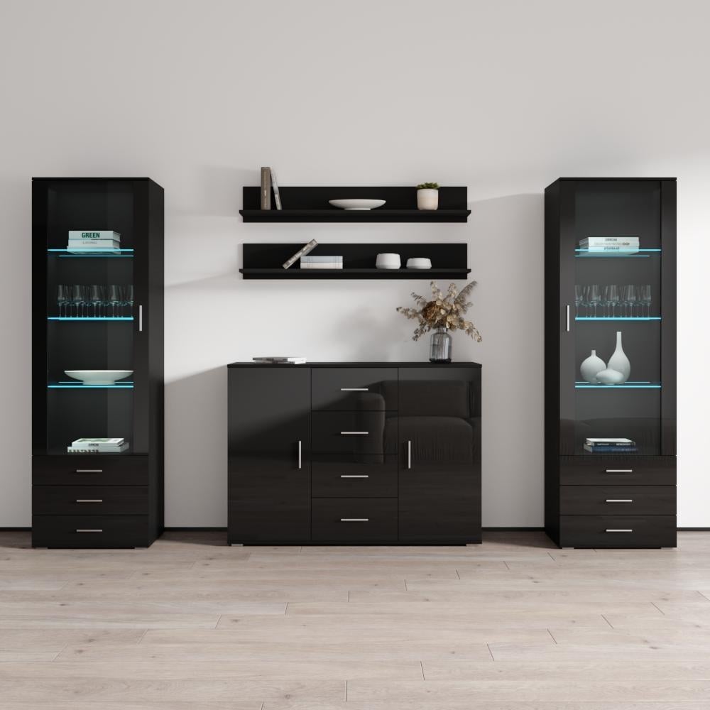 Soho 3 Modern Wall Unit Entertainment Center With 16 Color Led Lights