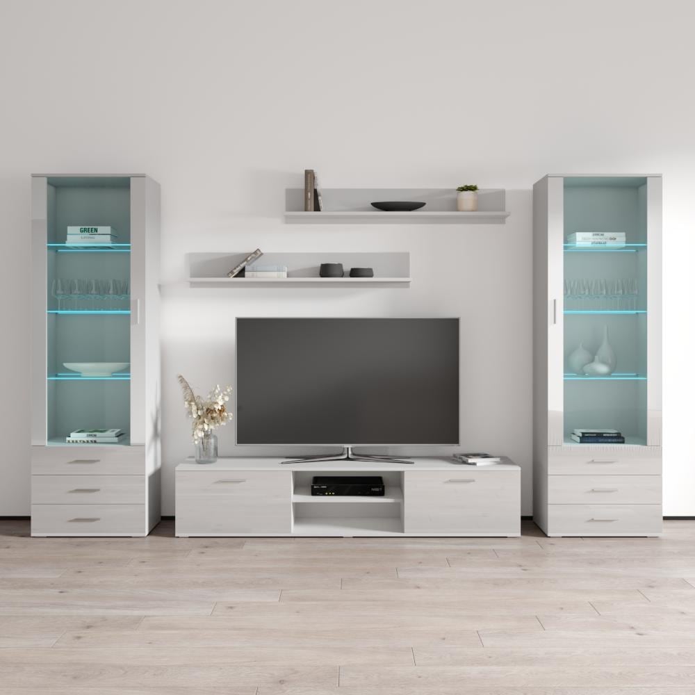 Soho 4 Modern Entertainment Center Wall Unit With 16 Colors Led Lights